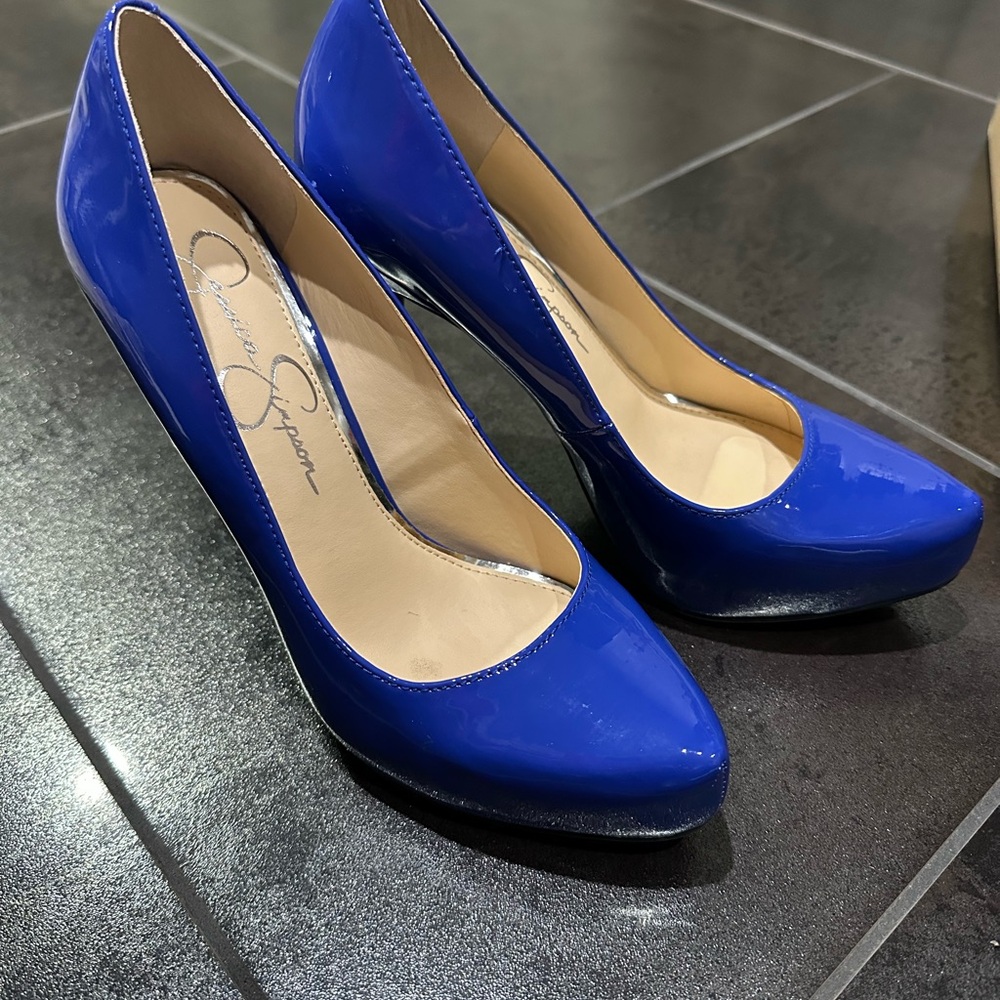 Jessica Simpson Blue Heels Elegant Satin Pumps